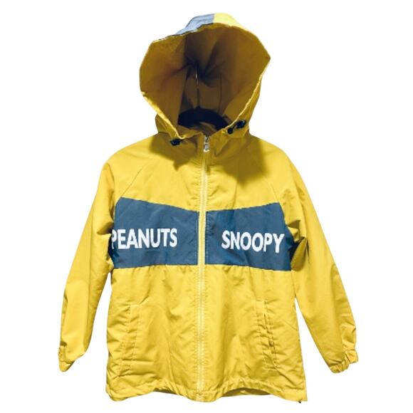 VTG Peanuts Worldwide Snoopy Yellow Boys Size 12 Large Hooded Raincoat Jacket - Picture 2 of 16